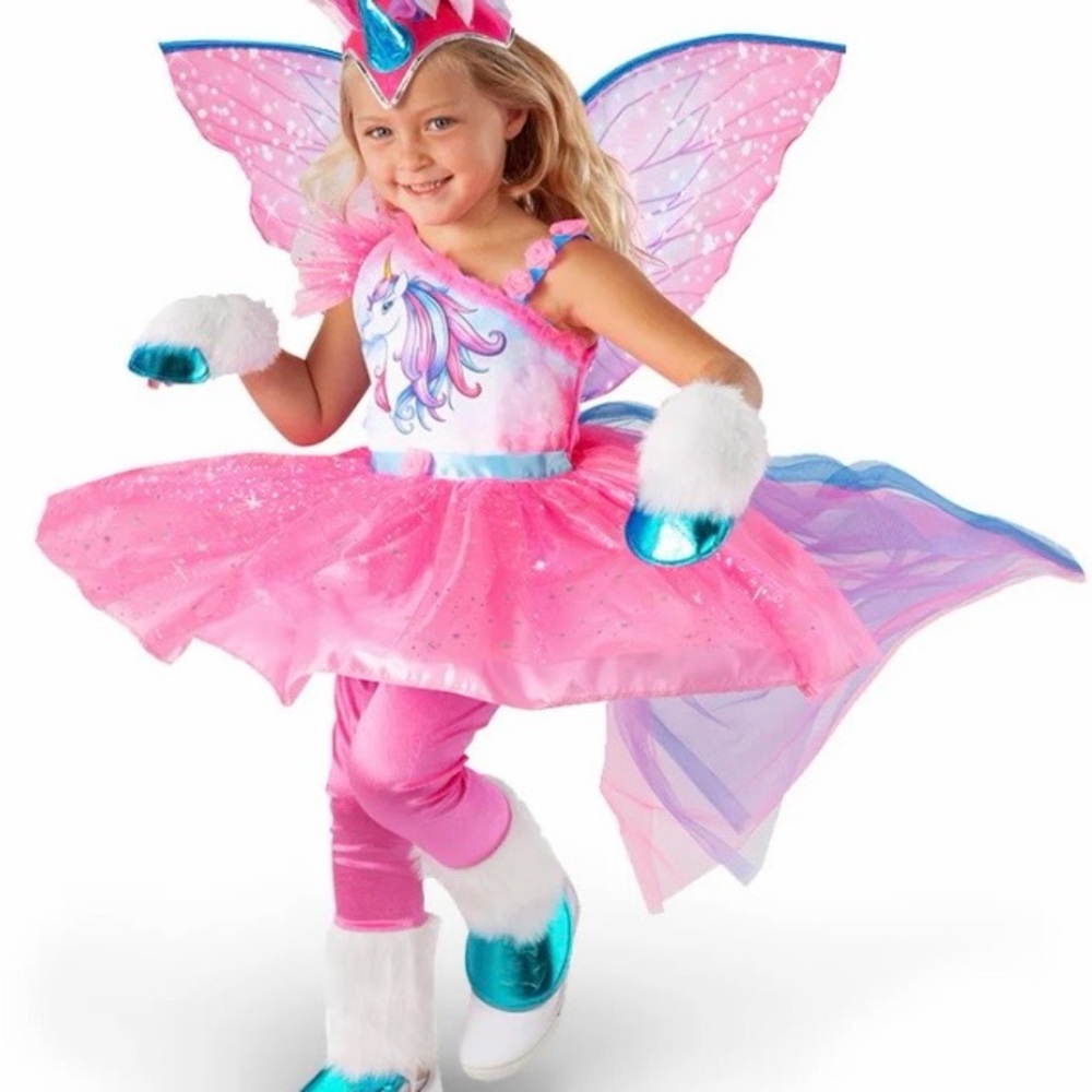 Winged Unicorn Costumes Girls size 7/8 Full Set Wings Headpiece New